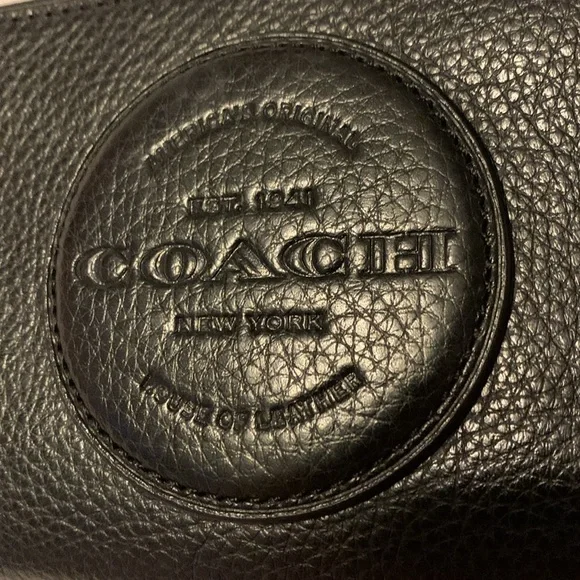 Coach Black Pebbled Leather Wristlet - Picture 4 of 10